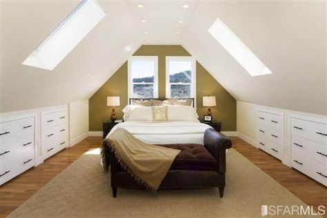 The Number One Home Improvement Project for Return on Investment | Home Decor | Coldwell Banker Blue Matter Small Attic Bedroom Designs, Attic Master Suite, Small Attic Bedroom, Attic Renovation Ideas, Attic Bedroom Designs, Attic Playroom, Small Attic, Attic Room, Attic Bathroom