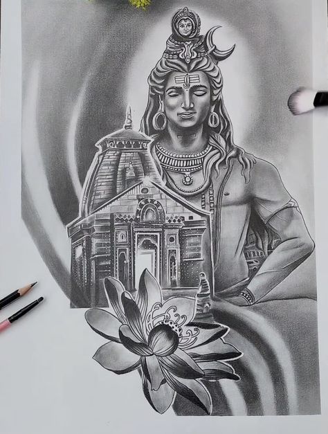 Drawings In Pencil, Pencil Drawing Images, Ganesh Art Paintings, Pen Art Work, Boho Art Drawings, Black Paper Drawing, Pencil Sketch Images, Har Har Mahadev, Portraiture Drawing