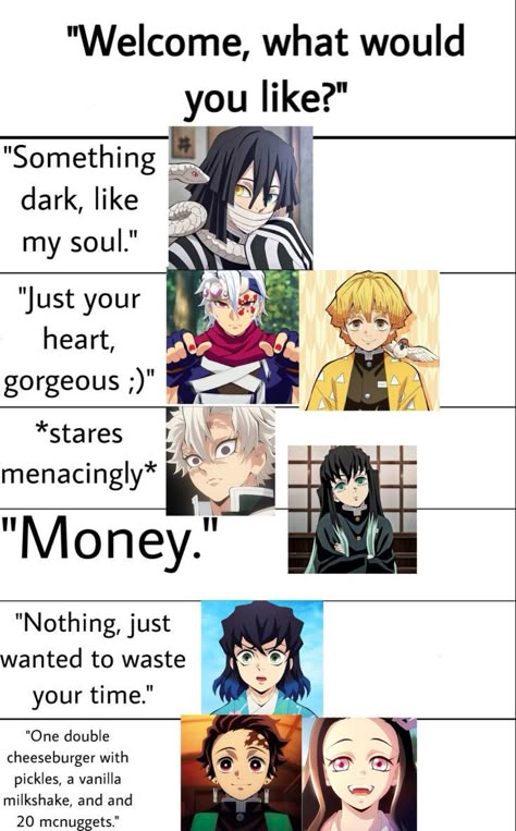 Demon Slayer Cast, Demon Slayer Tweets, Silly Demon Slayer, Kny Inosuke, Kny Funny, Obanai And Mitsuri, Set Your Heart Ablaze, Muichiro And Yuichiro, Demon Slayer Memes