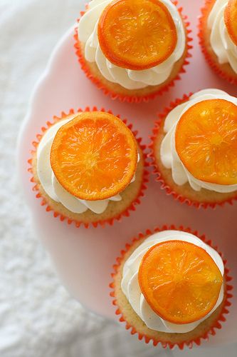 Vanilla Bean Cupcakes, Citrus Desserts, Orange Cupcakes, Cupcake Cake, Baking Cupcakes, Dessert Cupcakes, Yummy Cupcakes, Orange Slices, Sweets Treats