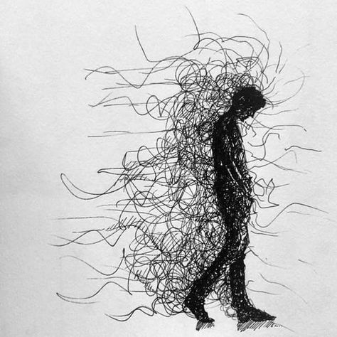 Lost From Myself Hector Garcia, Arte Grunge, Scribble Art, Meaningful Drawings, Deep Art, Kunst Inspiration, 인물 드로잉, Dark Art Drawings, Arte Obscura