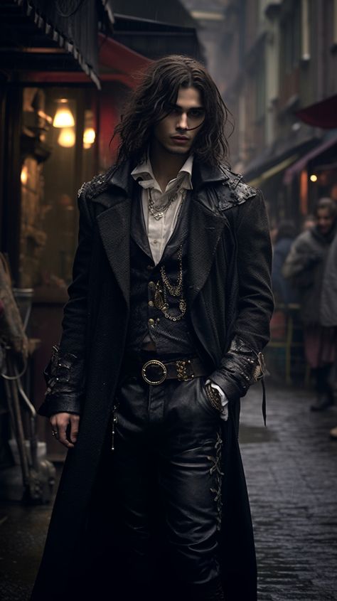 Male vamp created with AI by Amanda Church Goth Male, Outfits Goth, Male Vampire, Male Witch, Goth Guys, Gothic Men, Vampire Costume, Vampire Art, Goth Style