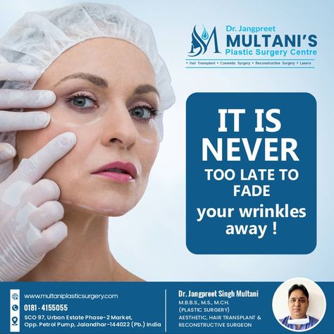 Wrinkles is now a thing of the past! Regain ageless beauty with Multani Plastic Surgery Centre state of the art anti-ageing laser treatments. ―――――――― Contact us on: ☎️: 0181-4155055 🌐 Our Website: www.multaniplasticsurgery.com ―――――――― Multani Plastic Surgery Centre 📌Address: SCO 97, Urban Estate Phase-2 Market, Opp. Petrol Pump Jalandhar City Surgery Creative Ads, Petrol Pump, Ivf Clinic, Hair Transplant Surgery, Cosmetic Clinic, Platelet Rich Plasma, Facial Plastic Surgery, Facial Aesthetics, Reconstructive Surgery