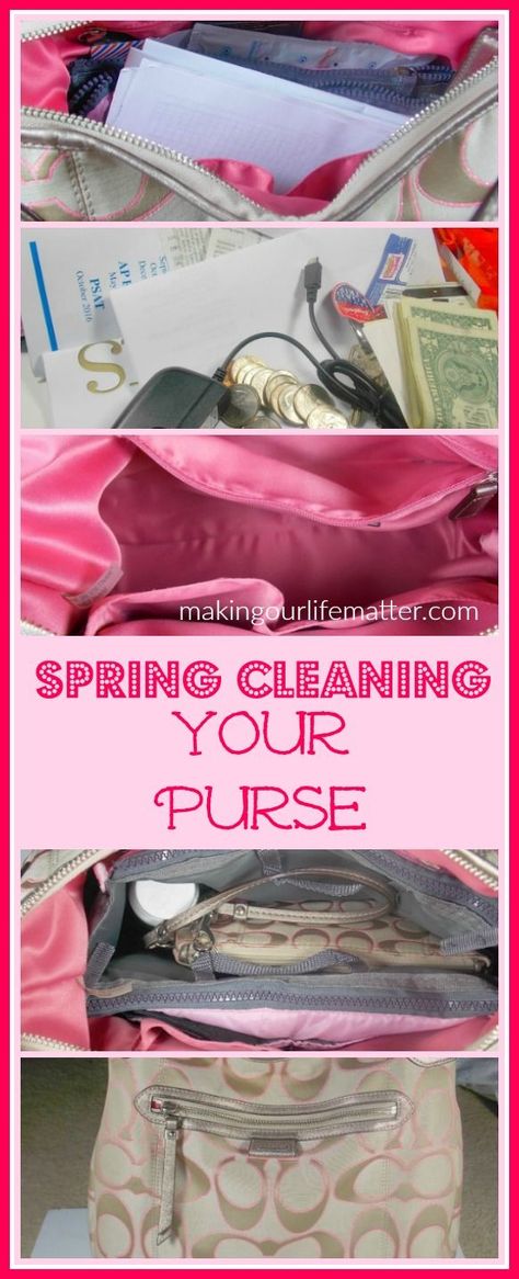 How to DIY spring clean your purse. Get step by step directions on how to freshen up your purse. #springcleaning Spring Cleanse, Purse Cleaning, Clean House Schedule, How Do You Clean, Spring Clean, Homemade Cleaning Products, Diy Spring, Diy Cleaners, Diy Purse