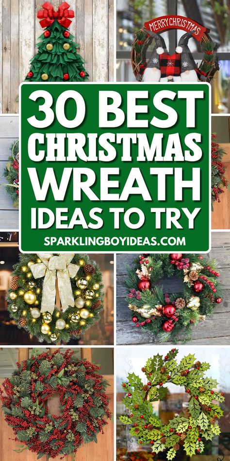 Christmas wreaths are a beautiful way to welcome the holiday season. Whether you're looking for DIY Christmas wreaths, rustic Christmas wreath ideas, or elegant holiday wreaths, we've them all. Try homemade Christmas wreaths for a personal touch or opt for easy holiday wreath crafts for a quick project. Pair your Christmas wreath with garlands and Christmas tree decor to elevate your home’s festive look. These Christmas door decorations will bring warmth to your front porch! Christmas Wreath For Church, Diy Holiday Wreaths For Front Door, Fresh Wreaths Christmas, Xmas Wreaths Ideas, Christmas Wreaths Farmhouse, Simple Christmas Wreaths, Christmas Wreath Ideas Diy, Christmas Wreath Decorating Ideas, Front Door Wreath Ideas