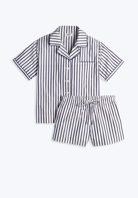 SLEEPY JONES | Corita Set in Navy Breton Stripe – Sleepy Jones Sleepy Jones, Masc Outfits, Cute Pajama Sets, Women's Sleepwear, Women's Pajamas, Sleep Wear, Cute Pajamas, Pajama Party, Elastic Waist Shorts