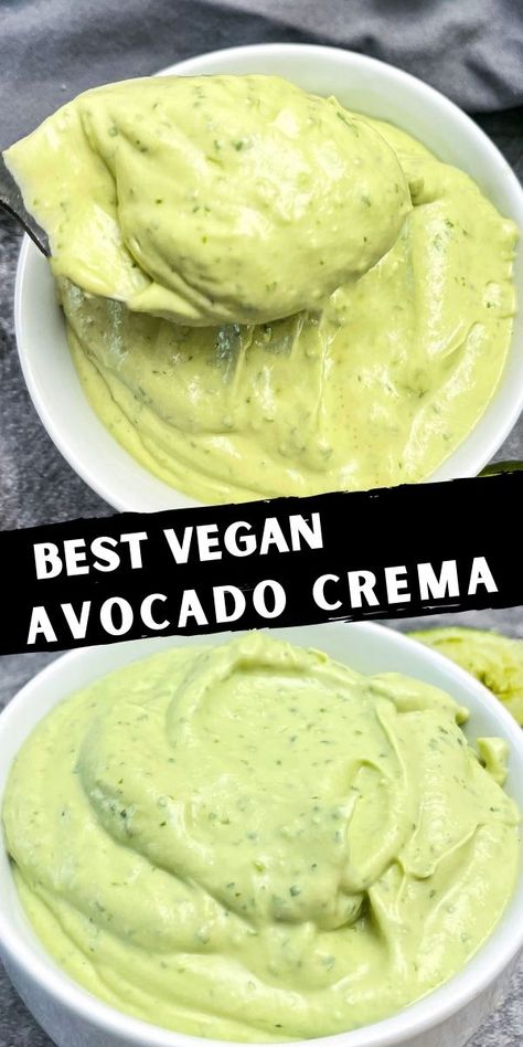 Vegan Avocado Dip, Avocado Sauce Vegan, Vegan Heart Healthy Recipes, Avocado Crema Vegan, Vegan Avocado Crema, Vegan Recipes With Avocado, Vegan Avocado Sauce, Avocado Snack Ideas, Vegan Crema