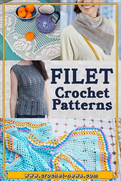 Filet crochet is an open, lacy technique that’s often used to show geometric patterns, images and lettering. The techniques involved are very simple – basic filet only uses chains and treble stitches, but with just these basic stitches, you can create an unlimited number of filet crochet patterns, shapes and images. Here are 21 filet crochet patterns for you to try! Filet Crochet Patterns Free Charts, Filet Crochet Patterns Free, Fillet Crochet Charts, Granny Square Blankets, Filet Crochet Patterns, Crochet Bedsheets, Colorful Granny Square, Crochet Patterns Filet, Make And Do Crew