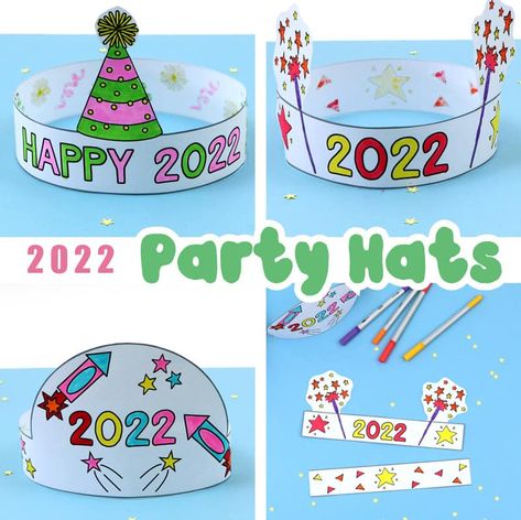 2022 party hats - The Craft Train Party Hat Craft, News Years Crafts For Kids, New Year's Eve Crafts, Kids New Years Eve, New Years Hat, Fun Winter Crafts, New Year Diy, Paper Hats, Hats For Kids