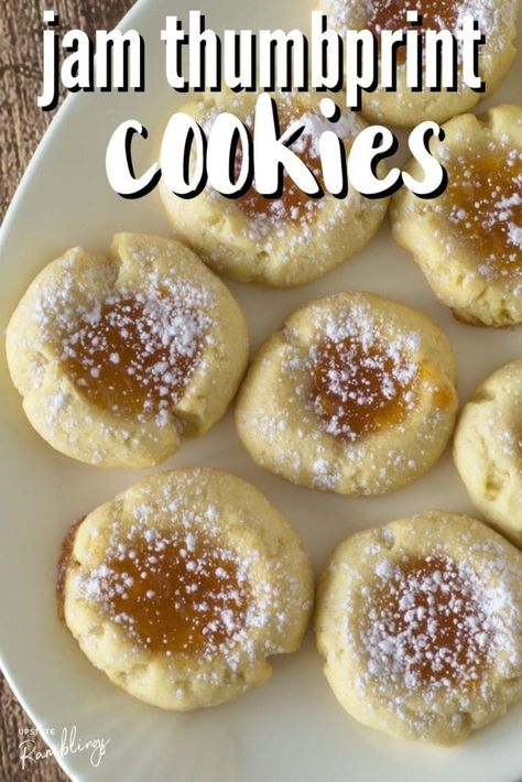 Apricot Thumbprint Cookies, Peach Jam Cookies, Apricot Thumbprint Cookies Recipe, Cookies With Jam In The Middle, Apricot Jam Cookies, Jam Thumbprint Cookies Recipe, Brownie Recipies, Shortbread Thumbprint Cookies, Upstate Ramblings