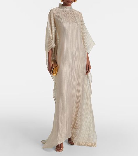 Lamé kaftan in gold - Taller Marmo | Mytheresa Taller Marmo, Summer Evening Dress, Tall Maxi Dress, Linen Wrap Dress, Dresses For Summer, Trends For 2024, Build A Wardrobe, Boho Chic Dress, Cutout Maxi Dress