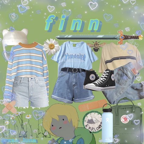 Finn Outfit Adventure Time, Adventure Time Outfits Style, Sleepycore Aesthetic Outfits, Finn The Human Outfits, Finn The Human Aesthetic, Adventure Time Inspired Outfits, Adventure Time Outfits, Adventure Aesthetic Outfit, Finn Aesthetic