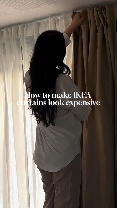 How to make IKEA curtains look expensive #shorts Ikea Blinds And Curtains, Ikea Curtains Living Room Ideas, Vidga Ikea Curtains Hack, Vidga Ikea Curtains, Annakajsa Ikea, Ikea Dytåg Curtains, Ikea Ceiling Curtains, Ikea Hannalill Curtains, Ikea Curtains Hack