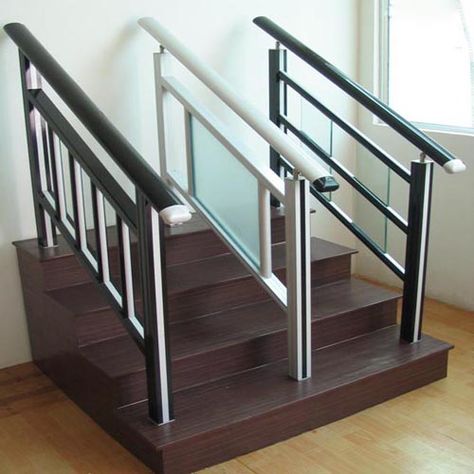 Building materials products, aluminum profile stair armrest. Aluminum Balusters, Aluminum Handrail, Modern Stair Railing, Staircase Railing, Staircase Railing Design, Steel Door Design, Wrought Iron Stairs, Luxury Closets Design, Showroom Interior Design