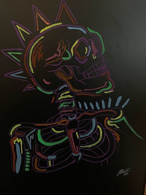 Liquid Chalk Art, Skeleton Drawing Easy, Rainbow Skeleton, Skeleton Drawing, Skeleton Drawings, Colored Chalk, Liquid Chalk, Skeleton Art, Art Curriculum