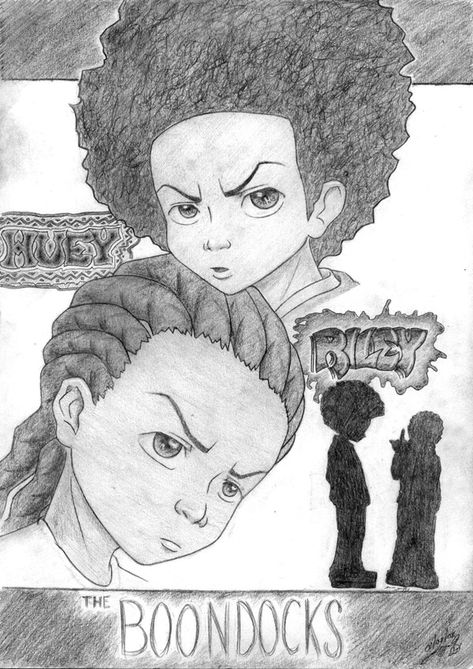 Boondocks Drawings Pencil, Boondocks Riley And Huey, Riley Drawing, Riley Tattoo, Riley And Huey, Celeb Drawings, Boondocks Art, Boondocks Anime, Boondocks Cartoon