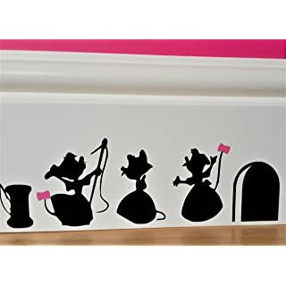 Disney Vinyl Decals, Cinderella Kitchen, Disney Wall Stickers, Cinderella Silhouette, Black Wall Stickers, Mickey Mouse Bedroom, Mickey Mouse Wall, Cinderella Mice, Disney Wall Art