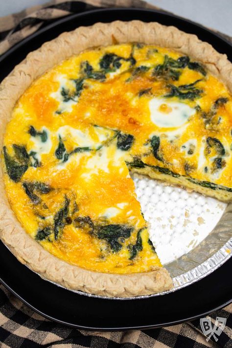 My husband absolutely ADORES quiche! This simple quiche recipe using fresh baby spinach and cheddar cheese is one of his all-time favorites. Easy to make and absolutely delicious! | Baby Spinach and Cheddar Quiche Made with Fresh Spinach | bigflavorstinykitchen.com Fresh Spinach Quiche, Spinach And Cheese Quiche, Simple Quiche, Quiche Pie Crust, Cheddar Quiche, Spinach Quiche Recipes, Cheddar Cheese Recipes, Garlicky Shrimp, Shrimp Pasta Recipe