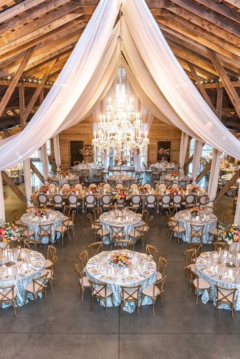 Short Centerpieces, Barn Wedding Reception, Country Barn Weddings, Barn Wedding Decorations, Charlottesville Wedding, Tables And Chairs, Rustic Barn Wedding, Wedding Table Settings, Banquet Hall