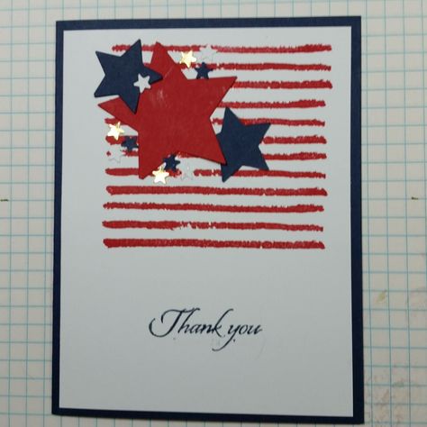 Patriotic Cards, Blue Cards, American Card, Military Cards, Activity Day Girls, Mail Ideas, July Holidays, Homemade Birthday Cards, Summer Cards