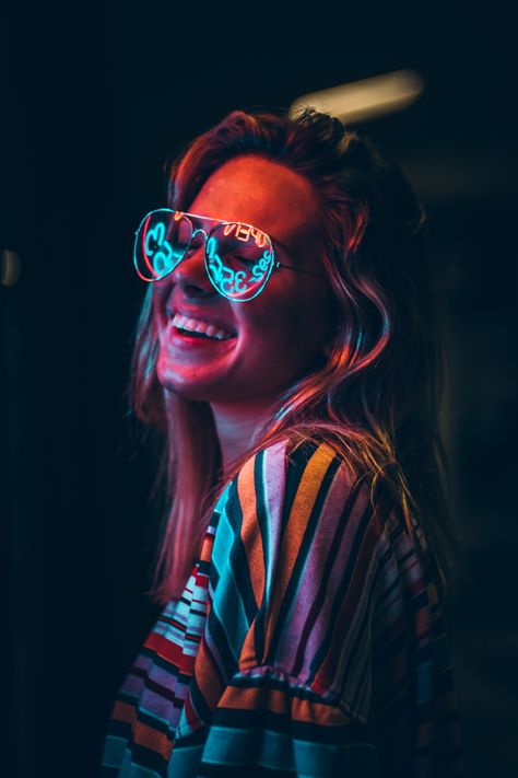 Neon Photoshoot, Neon Photography, Neon Girl, Night Portrait, Eyewear Trends, Elizabeth I, Neon Art, Creative Portraits, Neon Lights