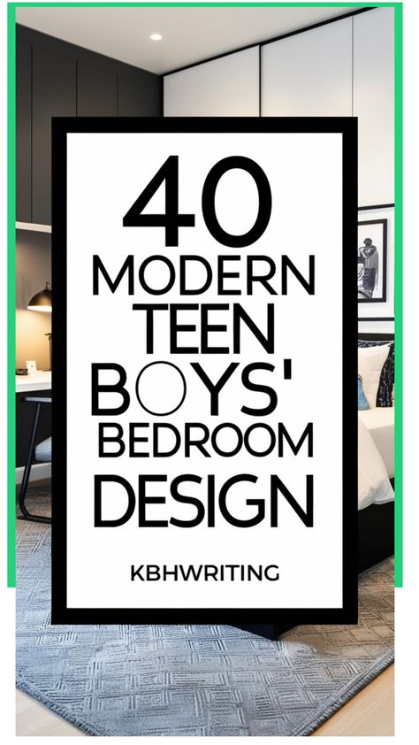 40 modern teen boys' bedroom design ideas booklet cover. Boys Black And White Room, Teen Boy Bedroom Wallpaper, Teen Bedroom Decor For Boys, Boys Daybed Room Ideas, Boy Teen Bedroom Ideas, Modern Kids Bedroom Boys Interior Design, Boys Sports Themed Bedroom, Boys Headboard Ideas, Accent Wall For Boys Bedroom