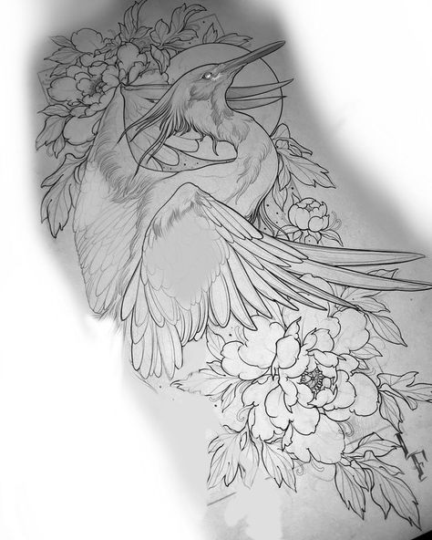 Chinese Crane Tattoo Design, Tattoo Espalda Mujer, Tattoo Espalda, Unique Half Sleeve Tattoos, Indie Tattoo, Crane Tattoo, Upper Back Tattoos, Abstract Tattoo Designs, Ear Tattoo Ideas