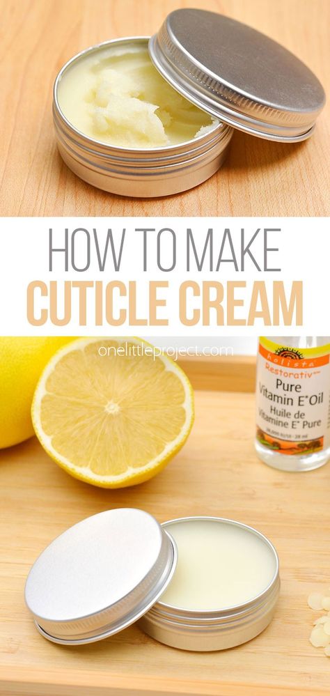 This DIY cuticle cream is soooo moisturizing and REALLY easy to make! This natural and affordable skin care recipe helps hangnails to heal and keeps your cuticles smooth and moisturized. Indulge in some self care with this easy, homemade cuticle butter recipe - it takes less than 15 minutes to make! Homemade Cuticle Cream, Cuticle Balm Recipe, Cuticle Cream Diy, Diy Cuticle Cream, Diy Cuticle Remover, Cuticle Oil Diy, Cuticle Butter, One Little Project, Nail Foot