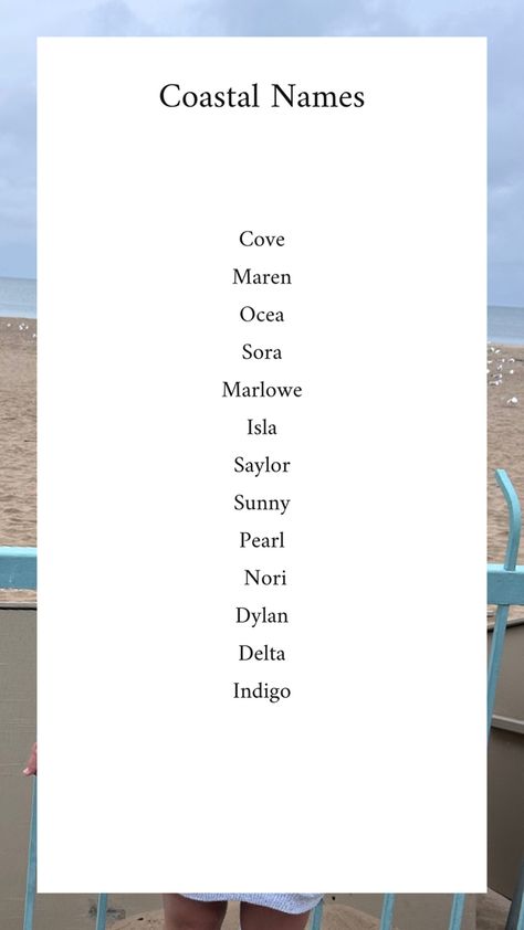 Coastal Baby Names, Cottage Core Names, Cottage Names Ideas, Soft Names, Celestial Names, Christian Names, Sweet Baby Names, Names Baby, Best Character Names