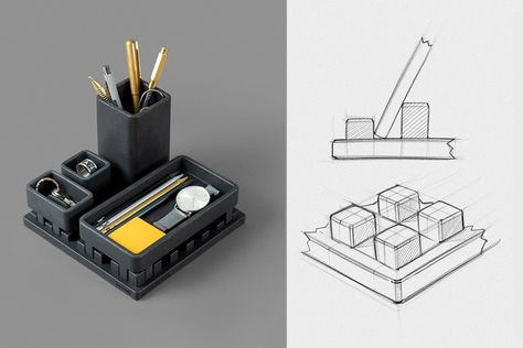 Modular Desk, Industrial Design Product, Office Stationary, Desk Stationery, 3d Printing Projects, Industrial Design Sketch, 3dprinting Design, Lego Bricks, Clock Wall Art