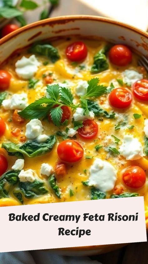 Enjoy a creamy, comforting dish of Baked Creamy Feta Risoni, featuring rich feta, fresh spinach, and juicy tomatoes, all baked to perfection! Recipes With Feta, Risoni Recipes, Poached Fish Recipes, Feta Tomato Pasta, Feta Tomato, Asian Noodle Dishes, Creamy Feta, Quick Pasta Recipes, Vegan Meat