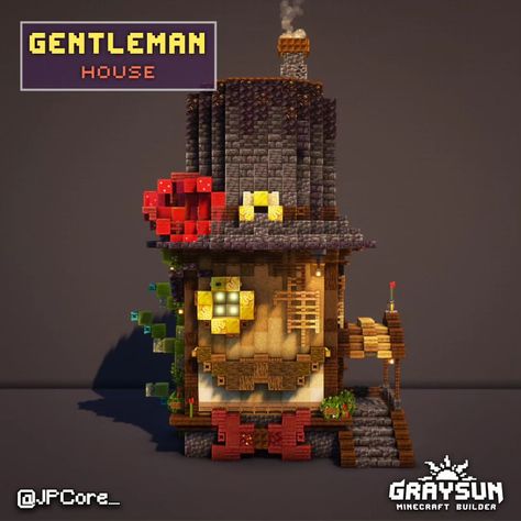 Graysun | Minecraft Builds | 🎩Minecraft - Gentleman House 👥️Collab with gentleman @jpcore_ This build features JP's color scheme and the rose from his… | Instagram Minecraft Fall Builds, Big Minecraft Houses, Fantasy Minecraft, Minecraft Japanese, Minecraft Kingdom, Minecraft Steampunk, Minecraft House Plans, Steampunk House, Minecraft Cottage