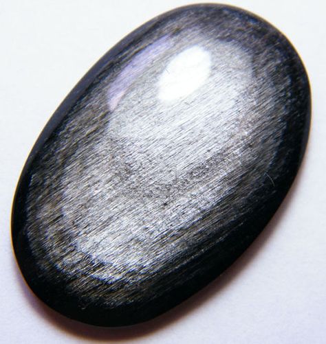 Silver Sheen Obsidian Cabochon Stone* Silver Sheen Obsidian, Silver Obsidian, Sheen Obsidian, Types Of Stones, Gems And Minerals, Labradorite, Opal, Gems, Rainbow