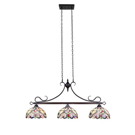 Tiffany Style Victorian Design 3-light Linear Island Fixture - On Sale - Bed Bath & Beyond - 37064603 Metal Island, Tiffany Pendant Light, Pool Table Lighting, Louis Comfort Tiffany, Pool Light, Island Pendants, Victorian Design, Light Style, Kitchen Pendant Lighting