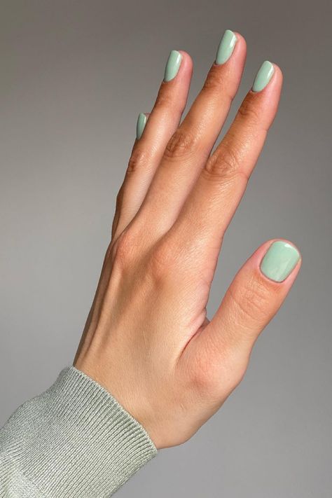 Pastel Green Gel Nails, Mint Nails, Cute Gel Nails, Nail Colours, Her Nails, Shellac Nails, Dipped Nails, Minimalist Nails, Fire Nails