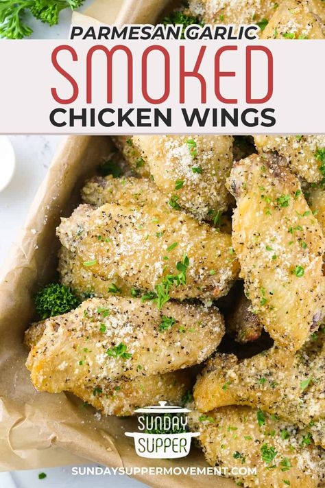 Smoked Garlic Parmesan Chicken Wings, Smoker Wings Recipe, Smoked Garlic Parmesan Wings, Traeger Chicken Wings, Smoker Chicken Wings, Smoker Recipes Chicken, Chicken Wings Crockpot, Smoked Ham Recipe, Marinated Chicken Wings