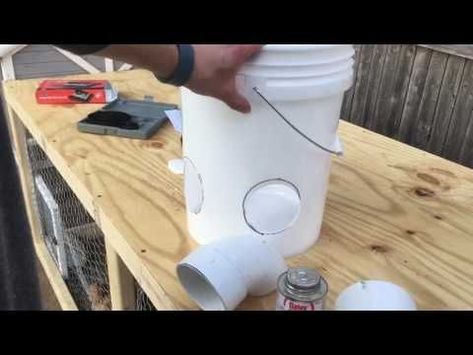 How To Make a Chicken Feeder Using a 5 Gallon Bucket - Tutorial - YouTube Modern Chicken Coop, Diy Chicken Feeder, Chicken Waterer Diy, Pvc Chicken Feeder, Chicken Water Feeder, Chicken Coop Ideas, Chicken Feeder Diy, Chicken Waterer, Raising Canes