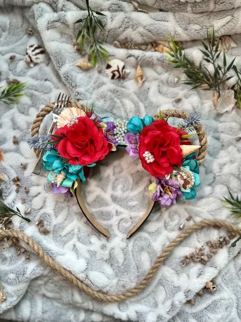 Ariel Mickey Ears / Little Mermaid Minnie Ears / Princess Headband / Under the Sea / Floral Headband / Floral Mickey Ears / Disney Ears - Etsy Ariel Ears, Floral Headband, Disney Ears, Minnie Ears, Mickey Ears, Floral Headbands, Little Mermaid, Friend Birthday, Under The Sea