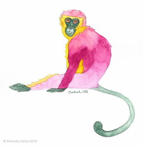 Technicolor Monkey Paintings Of Monkeys, Monkey Art Painting, Monkey Drawings, Monkey Watercolor Painting, Monkey Watercolor, Abstract Monkey, Monkey Abstract Art, Abstract Monkey Painting, Monkey Painting