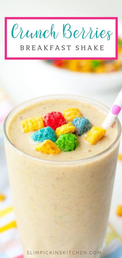 Easy Breakfast Shakes, Homemade Sour Mix, Breakfast Shakes Healthy, Breakfast Shake, Cereal Breakfast, Berry Cereal, Colorful Breakfast, Crunch Berries, Easy Punch Recipes