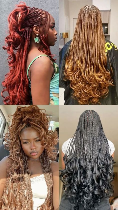 French Curl Box Braids Black, Short French Curl Box Braids, Medium Sized French Curl Braids, Styles For French Curl Braids, Plat Braids, Braids Inspo For Black Women, Braid Inspo For Black Women, Type Of Braids, Different Types Of Braids