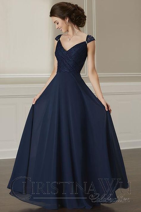 Bridesmaid Dresses Lace Top, Cap Sleeve Bridesmaid Dress, Bridesmaid Gown Elegant, Christina Wu, Simple Gowns, Gown Elegant, Cute Prom Dresses, Pretty Prom Dresses, Grad Dresses