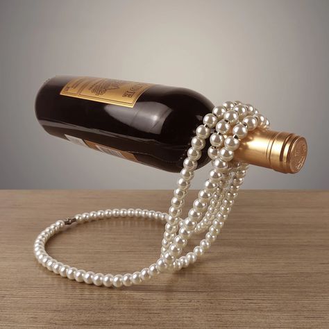 Creative Pearl Necklace Wine Rack Luxury Magic Metal Resin Hanging Suspension Wine Bottle Holder Rack Home Desktop Decoration - Bar Tools - AliExpress Wine Presentation, Unique Pearl Necklace, Wine Bottle Display, Wine Bottle Rack, Wine Connoisseur, Bottle Display, Wine Bottle Holder, Wine Decor, Wine Collection