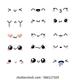 Set Cute Lovely Kawaii Emoticon Doodle Stock Vector (Royalty Free) 573066799 Cute Cartoon Faces, Cartoon Faces Expressions, Face Doodles, Doodle Monster, Girl Cartoon Characters, Cartoon Face, Kawaii Faces, Backgrounds Aesthetic, Doodle Cartoon