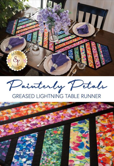 Greased Lightning Table Runner, Greased Lightning, Rainbow Table, Sewing Seams, Colorful Quilt, Quilted Table Runners Patterns, Laser Cut Kit, Table Runner Pattern, Colorful Quilts