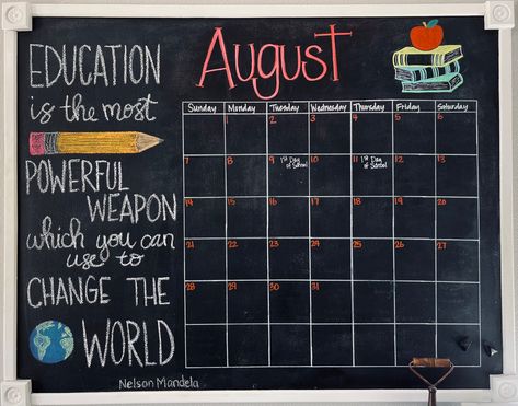 August Calendar 2023 Chalkboard, August White Board Ideas, August Chalkboard Calendar Ideas, August White Board Calendar Ideas, August Chalkboard Calendar, August Chalkboard, Paint Calendar, Spring Chalkboard Art, Blackboard Ideas