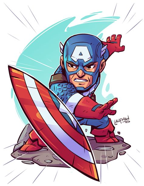 #Captain #America #Fan #Art. (Chibi Cap) By: DerekLaufman. ÅWESOMENESS!!!™ ÅÅÅ+ Derek Laufman, Chibi Marvel, Flash Comics, Avengers Cartoon, Marvel Cartoons, Marvel Drawings, Jack Kirby, Chibi Characters, Dc Comic