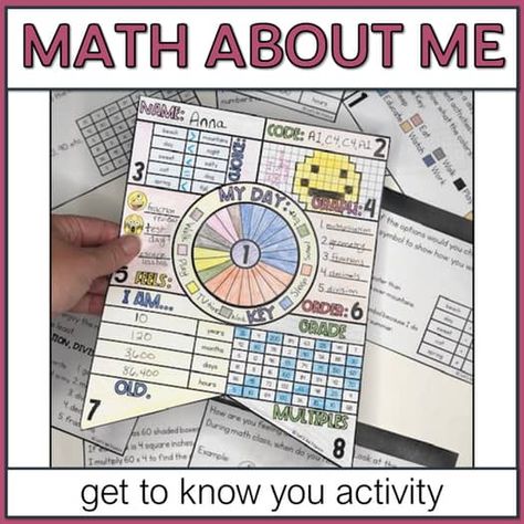 count on kupe | Teachers Pay Teachers All About Me Maths, About Me Worksheet, Me Worksheet, Math Bulletin Boards, Math Classroom Decorations, Middle School Math Teacher, Middle School Activities, Get To Know You Activities, First Day Activities