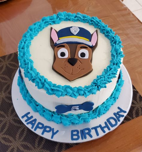 Paw Patrol Chase Cake, Chase Cake, Cake Paw Patrol, Whipped Cream Cake, Whipped Cream Cakes, 3 Cake, Paw Patrol Chase, Paw Patrol Cake, Chase Paw Patrol