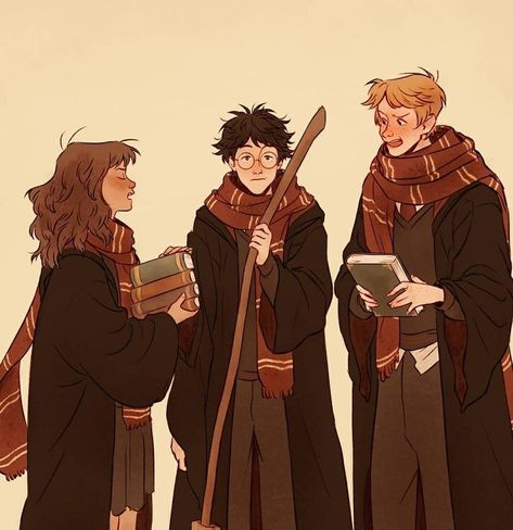 Third Wheeling, Harry Ron Hermione, Ron Hermione, Harry Potter Illustrations, Yer A Wizard Harry, First Drawing, Desenhos Harry Potter, Harry Potter Artwork, Ron And Hermione